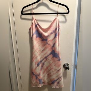 Silk tie dye mini dress